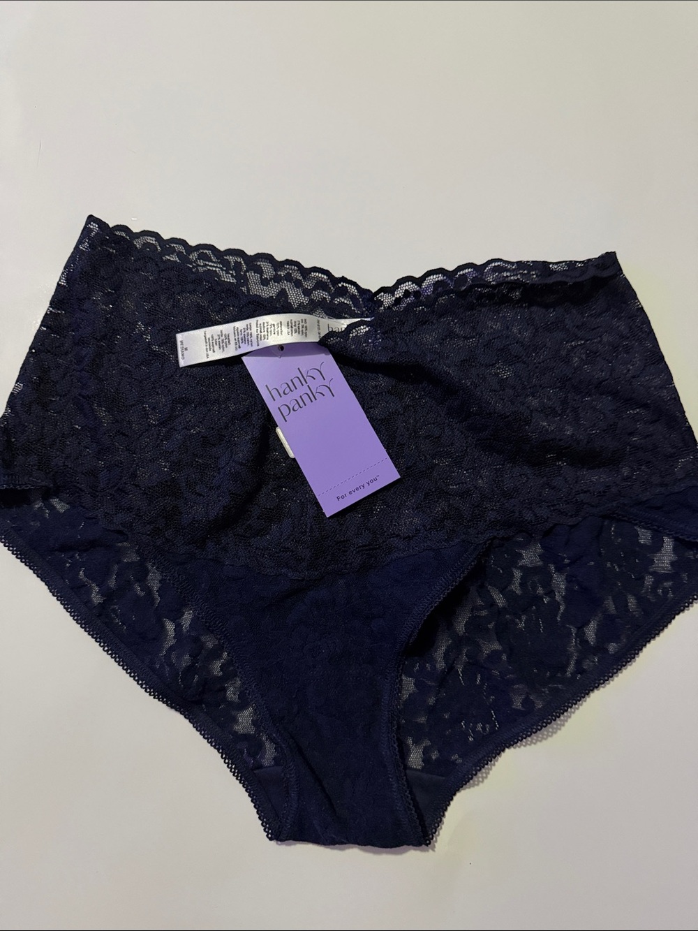 Hanky Panky Navy Lace High-Waist Brief